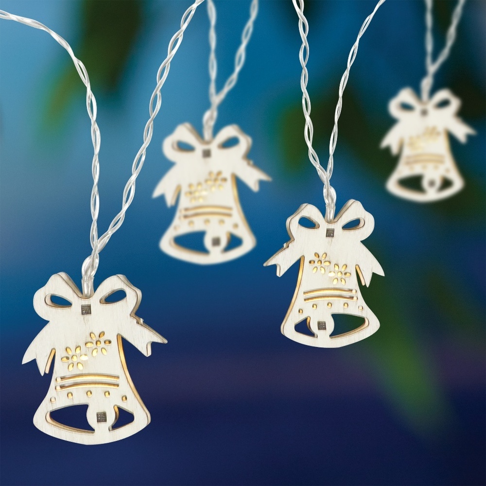 Battery Operated Christmas Lights - NIB - 3D Bells